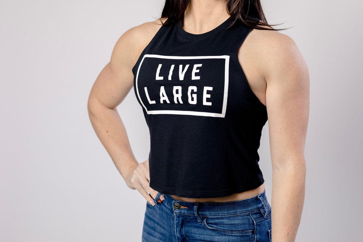Women's Logo Muscle Crop - Black – Live Large Fitness